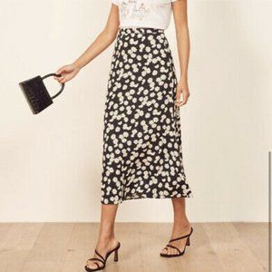 Reformation Bea Floral Print Crepe Midi Skirt